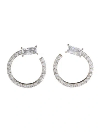 Pre-owned Cz By Kenneth Jay Lane Cubic Zirconia Hoop Earrings In Multicolor