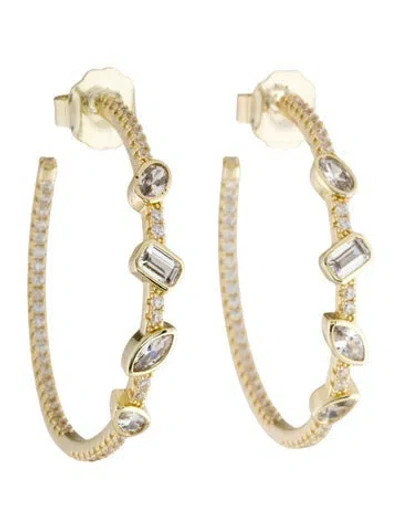 Pre-owned Cz By Kenneth Jay Lane Cubic Zirconia Hoop Earrings In Multicolor