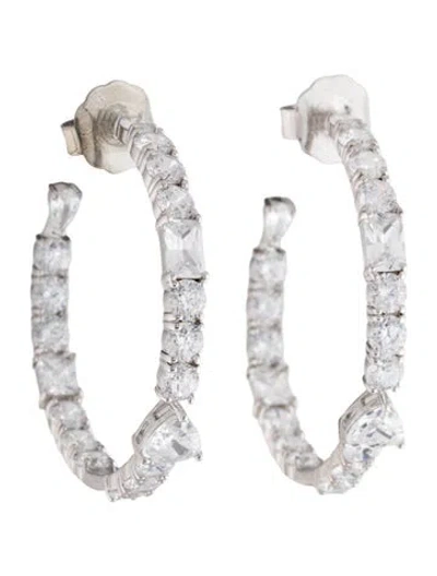 Pre-owned Cz By Kenneth Jay Lane Cubic Zirconia Hoop Earrings In Multicolor