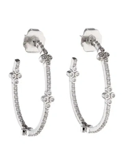 Pre-owned Cz By Kenneth Jay Lane Cubic Zirconia Hoop Earrings In Transparent