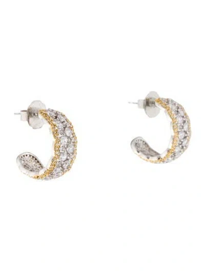 Pre-owned Cz By Kenneth Jay Lane Cubic Zirconia Hoop Earrings In Transparent