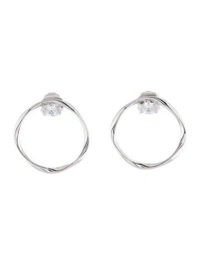 Pre-owned Cz By Kenneth Jay Lane Cubic Zirconia Hoop Stud Earrings In Multi