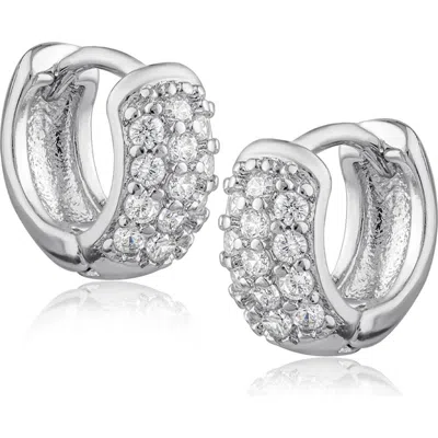 Cz By Kenneth Jay Lane Cubic Zirconia Huggie Hoop Earrings In Metallic