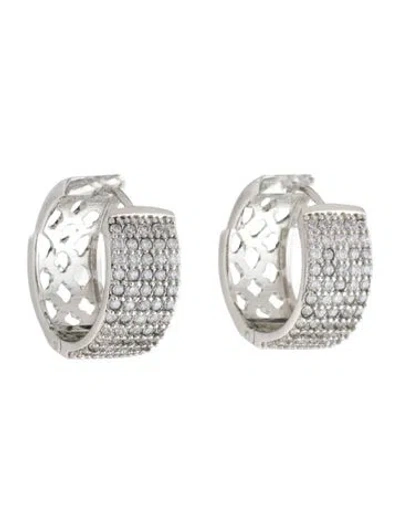 Pre-owned Cz By Kenneth Jay Lane Cubic Zirconia Huggie Hoop Earrings In Multicolor
