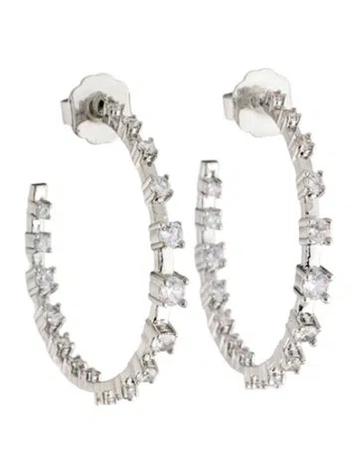 Pre-owned Cz By Kenneth Jay Lane Cubic Zirconia Inside Out Hoop Earring In Multicolor