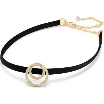 Cz By Kenneth Jay Lane Cubic Zirconia Interlocking Circles Choker In Black