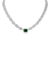 Cz By Kenneth Jay Lane Cubic Zirconia Interlocking Link Tennis Necklace In Green/silver
