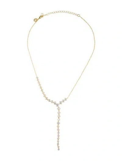 Pre-owned Cz By Kenneth Jay Lane Cubic Zirconia Lariat Necklace, 19" In Multicolor