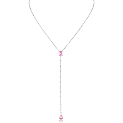 Cz By Kenneth Jay Lane Cubic Zirconia Lariat Necklace In Metallic