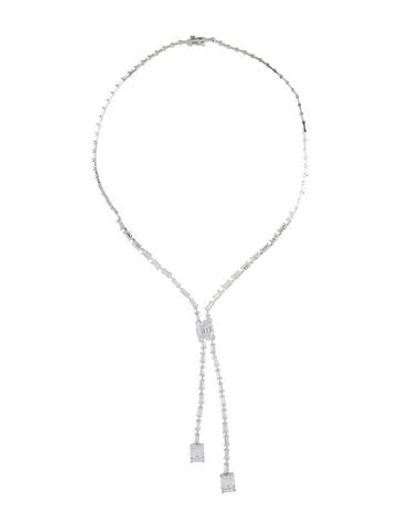 Pre-owned Cz By Kenneth Jay Lane Cubic Zirconia Lavalier Necklace, 16.5" In Multi