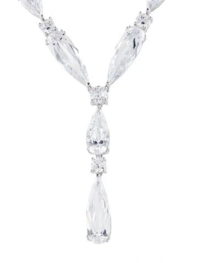 Pre-owned Cz By Kenneth Jay Lane Cubic Zirconia Lavalier Necklace, 16.5" In Multi