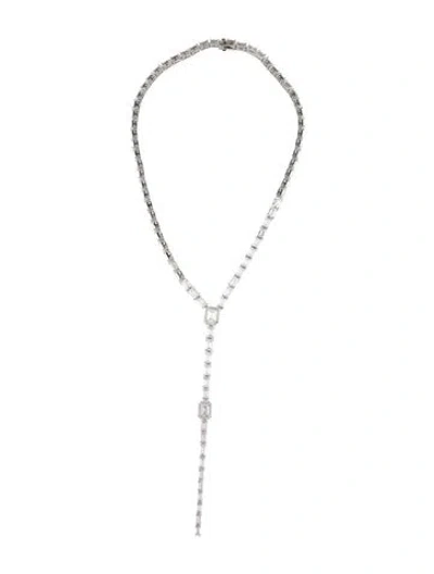 Pre-owned Cz By Kenneth Jay Lane Cubic Zirconia Lavalier Necklace, 17" In Multi