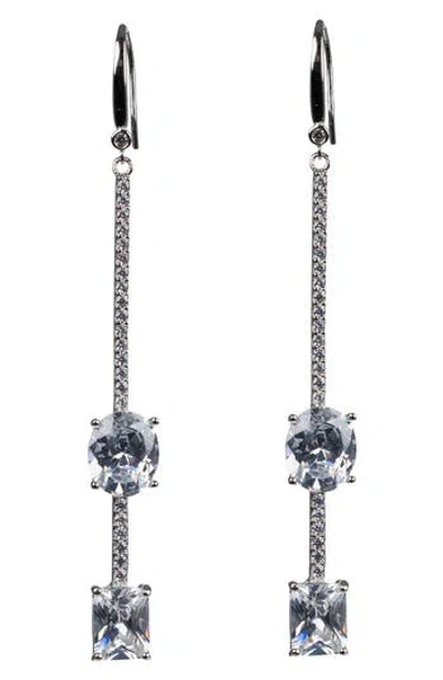 Cz By Kenneth Jay Lane Cubic Zirconia Linear Drop Earrings In Gray