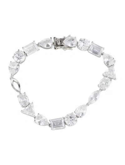 Pre-owned Cz By Kenneth Jay Lane Cubic Zirconia Link Bracelet, 6.25" In Multi