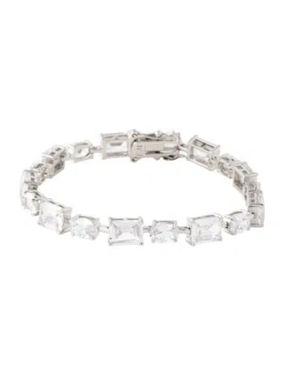 Pre-owned Cz By Kenneth Jay Lane Cubic Zirconia Link Bracelet, 6.5" In Multi