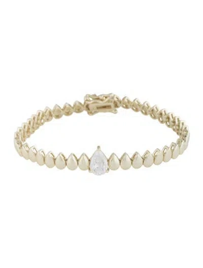 Pre-owned Cz By Kenneth Jay Lane Cubic Zirconia Link Bracelet, 6.5" In Multicolor