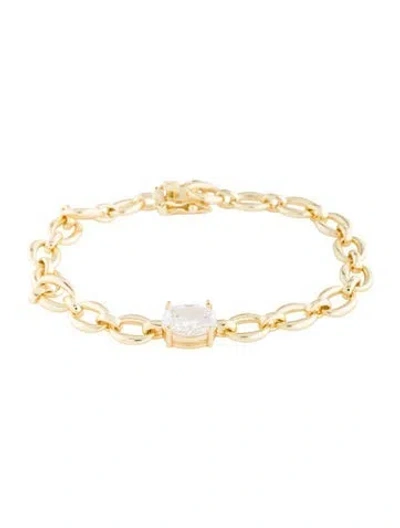 Pre-owned Cz By Kenneth Jay Lane Cubic Zirconia Link Bracelet, 6.5" In Multicolor