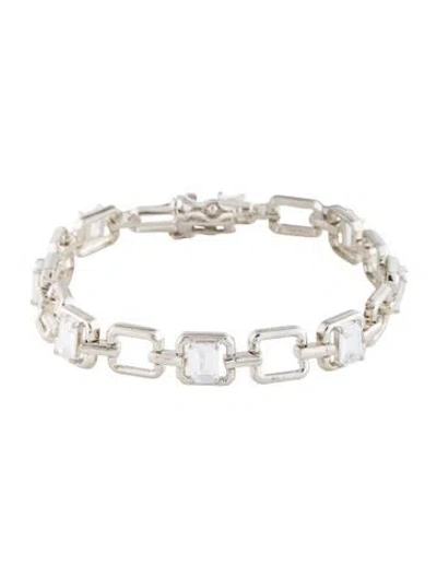 Pre-owned Cz By Kenneth Jay Lane Cubic Zirconia Link Bracelet, 6.75" In Multicolor