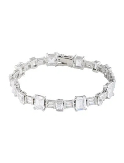 Pre-owned Cz By Kenneth Jay Lane Cubic Zirconia Link Bracelet, 6.75" In Multicolor