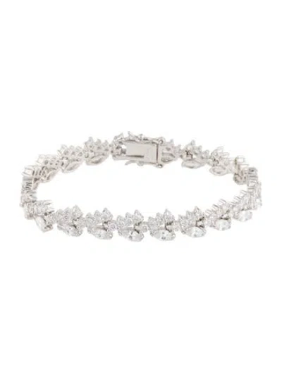 Pre-owned Cz By Kenneth Jay Lane Cubic Zirconia Link Bracelet, 6.75" In Transparent