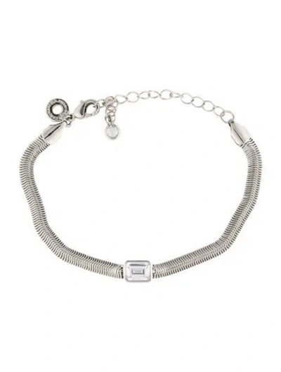 Pre-owned Cz By Kenneth Jay Lane Cubic Zirconia Link Bracelet, 8.75" In Multi