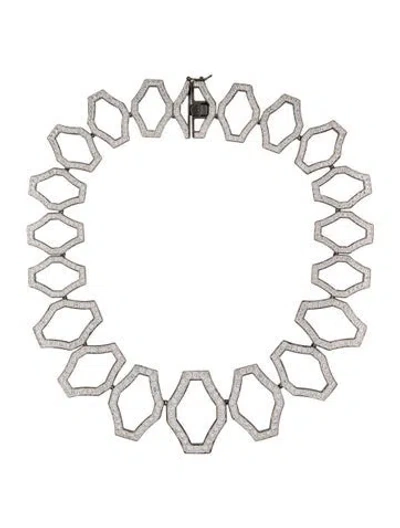 Pre-owned Cz By Kenneth Jay Lane Cubic Zirconia Moroccan Lattice Collar Neckalce, 12" In Transparent