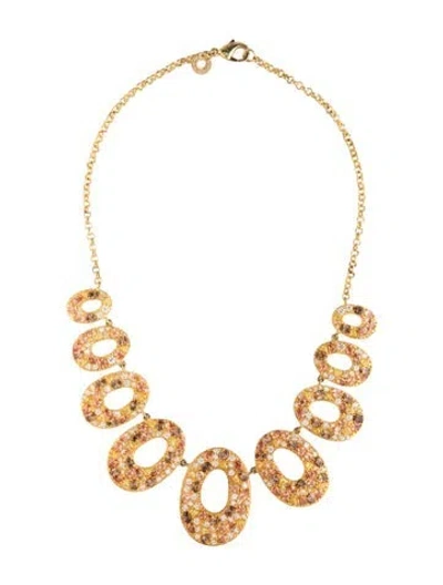 Pre-owned Cz By Kenneth Jay Lane Cubic Zirconia Multi Shape Collar Necklace, 16.25" In Brown/orange/yellow