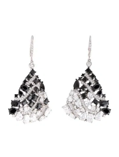 Pre-owned Cz By Kenneth Jay Lane Cubic Zirconia Multi Shape Drop Earrings In Black