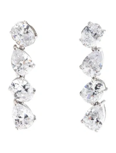 Pre-owned Cz By Kenneth Jay Lane Cubic Zirconia Multi Shape Drop Earrings In Green
