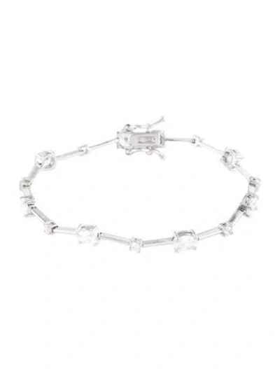 Pre-owned Cz By Kenneth Jay Lane Cubic Zirconia Multi Shape Link Bracelet, 6.5" In Multicolor