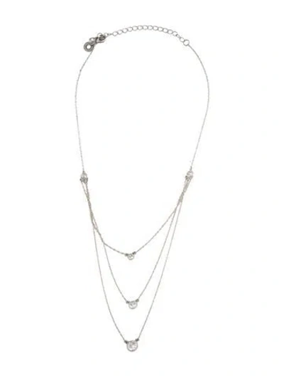 Pre-owned Cz By Kenneth Jay Lane Cubic Zirconia Multistrand Necklace, 18" In Clear