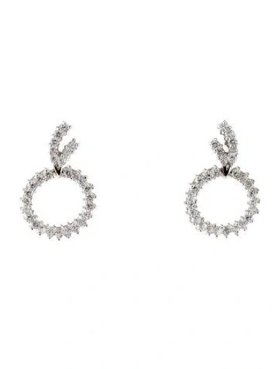 Pre-owned Cz By Kenneth Jay Lane Cubic Zirconia Open Circle Drop Earrings In Multi