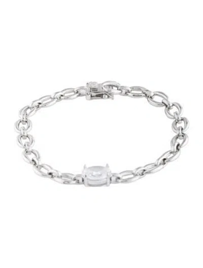 Pre-owned Cz By Kenneth Jay Lane Cubic Zirconia Oval Link Bracelet, 6.5" In Multicolor