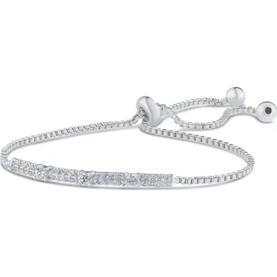 Cz By Kenneth Jay Lane Cubic Zirconia Pave Bolo Bracelet In Silver