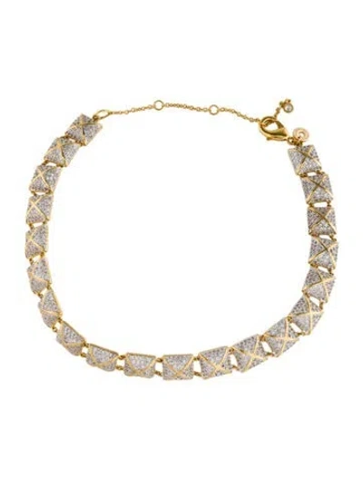 Pre-owned Cz By Kenneth Jay Lane Cubic Zirconia Pavé Pyramid Collar Necklace, 17" In Multi