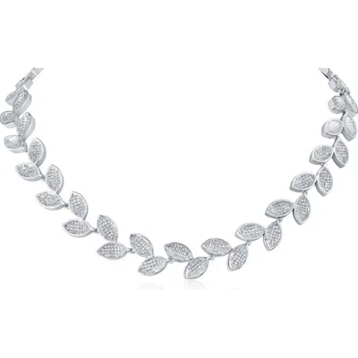Cz By Kenneth Jay Lane Cubic Zirconia Pavé Vine Collar Necklace In Metallic