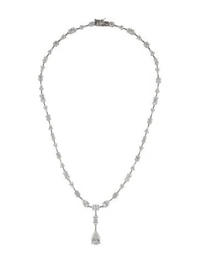 Pre-owned Cz By Kenneth Jay Lane Cubic Zirconia Pendant Necklace, 17" In Multi
