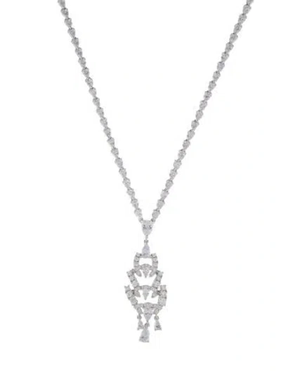 Pre-owned Cz By Kenneth Jay Lane Cubic Zirconia Pendant Necklace, 18.25" In Transparent