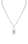 Cz By Kenneth Jay Lane Cubic Zirconia Rectangular Charm Necklace In Metallic