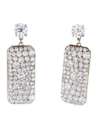 Pre-owned Cz By Kenneth Jay Lane Cubic Zirconia Rectangular Drop Earrings In Transparent
