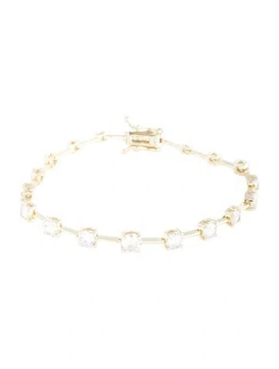 Pre-owned Cz By Kenneth Jay Lane Cubic Zirconia Round Bar Spaced Link Bracelet, 6.75" In Multicolor