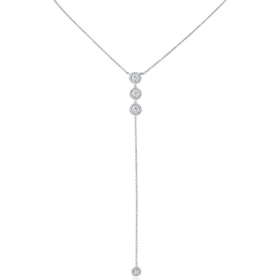 Cz By Kenneth Jay Lane Cubic Zirconia Round Halo Y-necklace In Silver