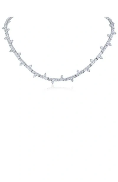 Cz By Kenneth Jay Lane Cubic Zirconia Spike Tennis Necklace In Transparent