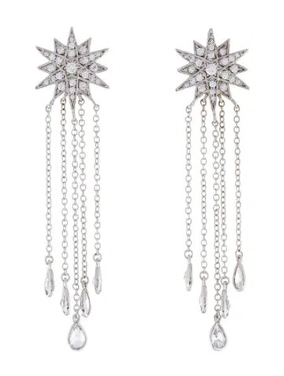 Pre-owned Cz By Kenneth Jay Lane Cubic Zirconia Star Drop Earrings In Multi