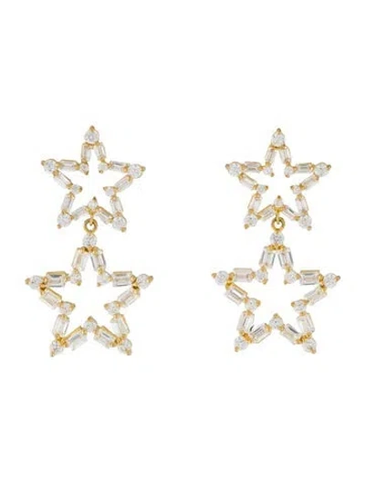 Pre-owned Cz By Kenneth Jay Lane Cubic Zirconia Star Drop Earrings In Transparent