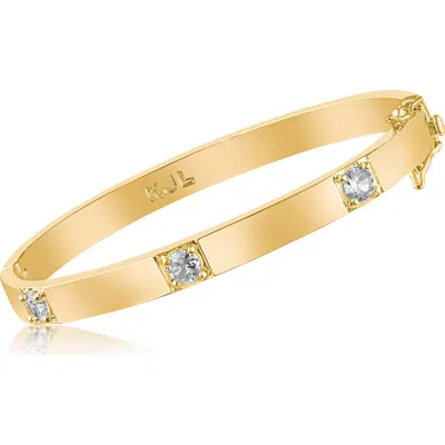 Cz By Kenneth Jay Lane Cubic Zirconia Station Bangle Bracelet In Gold