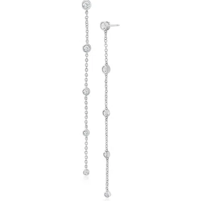 Cz By Kenneth Jay Lane Cubic Zirconia Station Drop Earrings In Metallic