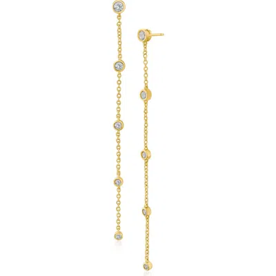 Cz By Kenneth Jay Lane Cubic Zirconia Station Drop Earrings In Gold