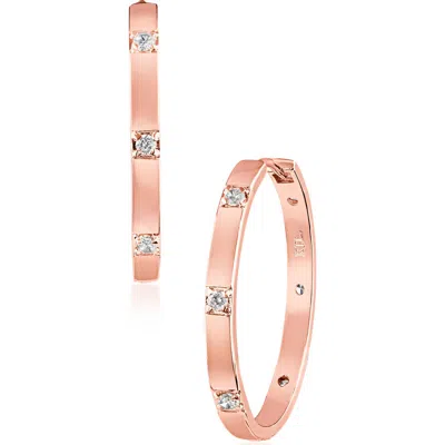 Cz By Kenneth Jay Lane Cubic Zirconia Station Hoop Earrings In Gold