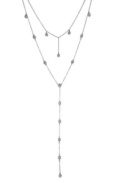Cz By Kenneth Jay Lane Cubic Zirconia Station Layered Y-necklace In Metallic